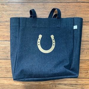Denim and Gold Glitter Horseshoe Carry All Bag